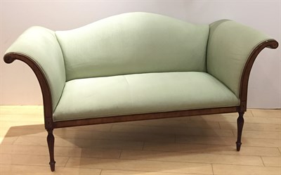 Lot 228 - Federal Style Inlaid Mahogany Camelback Sofa...