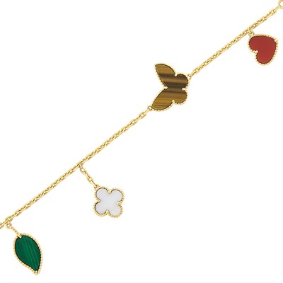 Lot 281 - Gold and Hardstone 'Lucky Alhambra' Bracelet, Van Cleef & Arpels, France