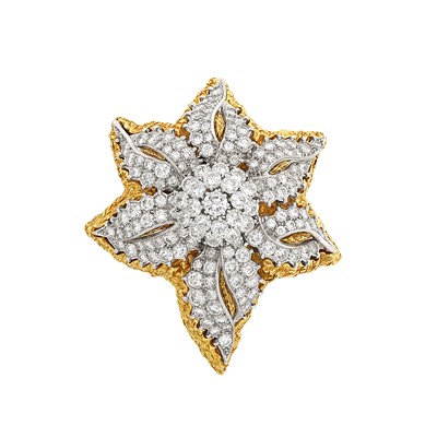 Lot 618 - Gold, Platinum and Diamond Clip-Brooch, Tiffany & Co.