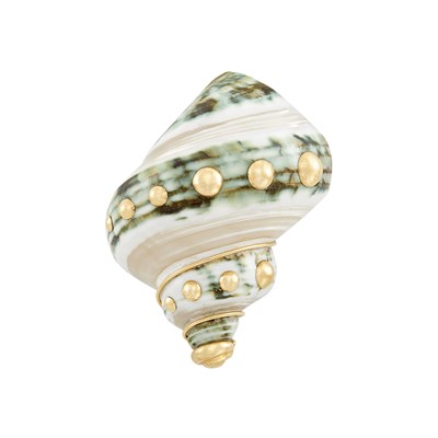 Lot 573 - Gold and Green and White Shell Brooch, Maz