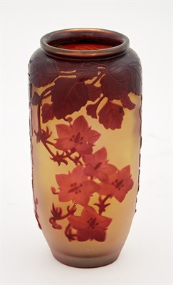 Lot 461 - Gallé Acid-Etched Floral Decorated Cameo Glass...