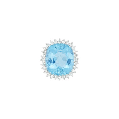 Lot 577 - White Gold, Aquamarine and Diamond Ring