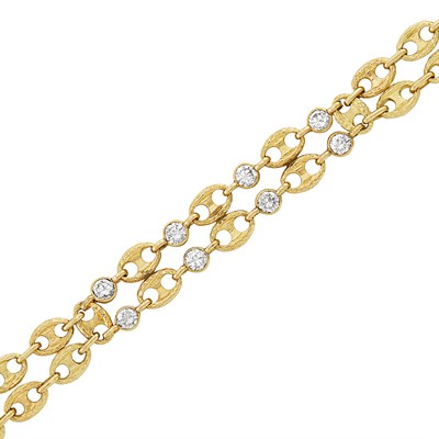 Lot 612 - Double Strand Gold and Diamond Bracelet