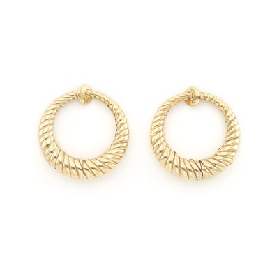 Lot 1105 - Pair of Gold Hoop Earrings, Tiffany & Co.