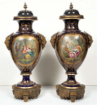Lot 508 - Pair of Sèvres Style Gilt-Bronze Mounted Gilt...