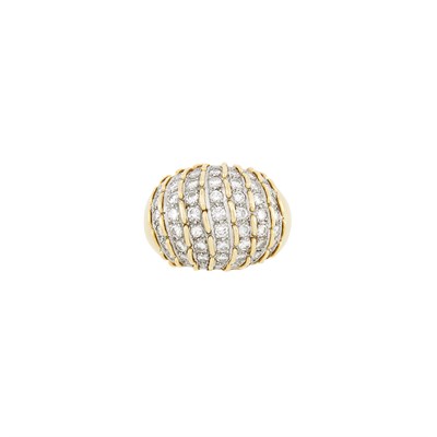 Lot 587 - Two-Color Gold and Diamond Bombé Ring
