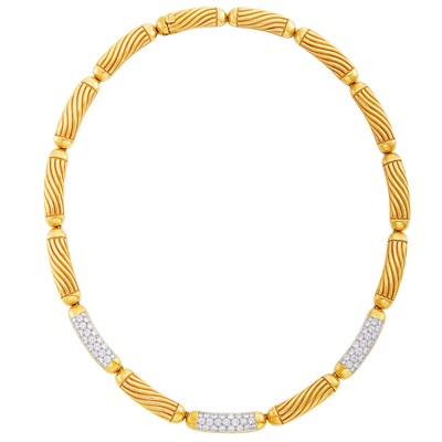 Lot 75 - Two-Color Gold and Diamond Necklace