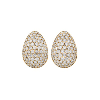 Lot 369 - Pair of Gold and Diamond Earclips