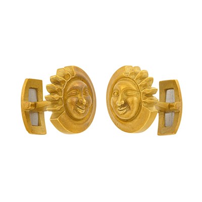 Lot 601 - Pair of Gold 'Winking Sun' Cufflinks, Barry Kieselstein-Cord