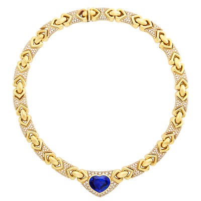 Lot 34 - Gold, Sapphire and Diamond Necklace, Bulgari