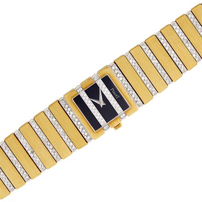 Lot 78 - Two-Color Gold and Diamond 'Polo' Wristwatch, Piaget