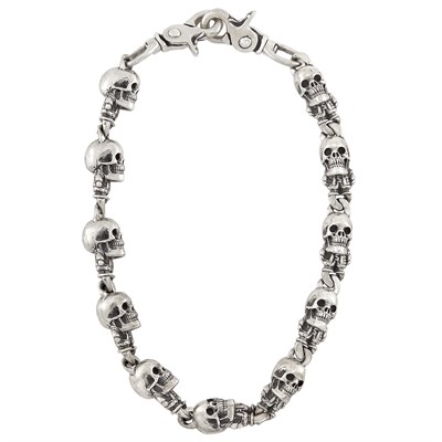 Lot 605 - Sterling Silver Skull Wallet Chain, Chrome Hearts