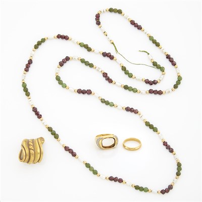 Lot 1704 - Group of Gold and Bead Jewelry and Fragments