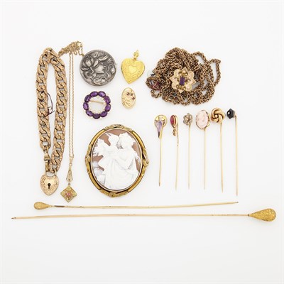 Lot 1425 - Group of Metal, Silver, Gold and Gem-Set and Antique Jewelry