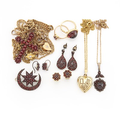 Lot 1323 - Group of Gold, Gold-Filled, Metal, Silver and Garnet Jewelry and Antique Jewelry