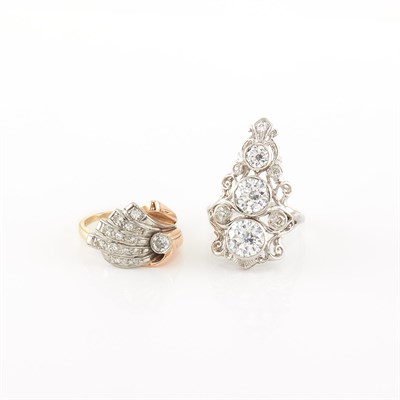 Lot 2022 - Two Platinum, Gold, Diamond and Cubic Zirconia Rings