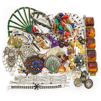 Lot 2136 - Group of Silver, Metal, Gold and Gem-Set Jewelry and Costume Jewelry