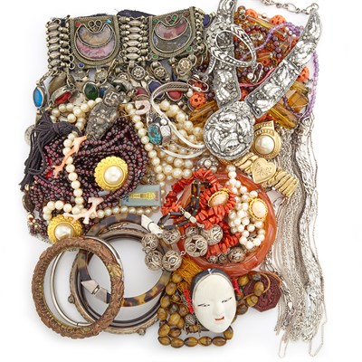 Lot 2143 - Group of Metal and Gem-Set Jewelry and Costume Jewelry