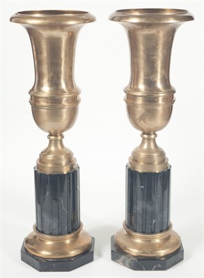 Lot 319 - Pair of Neoclassical Style Brass and Black...