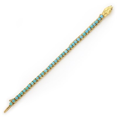 Lot 1154 - Gold Turquoise Serpent Bracelet
