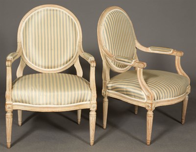 Lot 282 - Pair of Louis XVI Style Painted Armchairs...