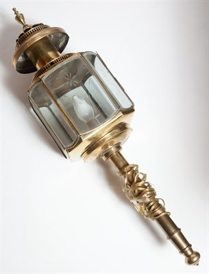 Lot 338 - Brass and Wheel-Engraved Glass Lantern Now...