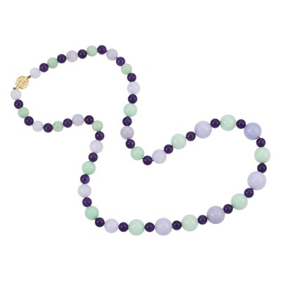 Lot 49 - Gold, Green and Lavender Jadeite Jade and...