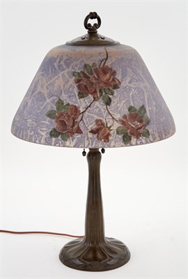 Lot 449 - Handel Co. Patinated Metal and Reverse Painted...