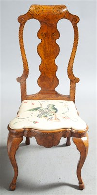 Lot 389 - Pair of Dutch Rococo Walnut and Marquetry Side...