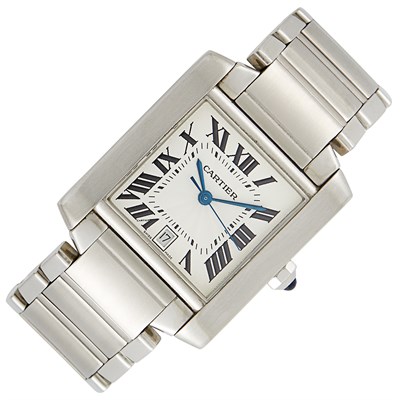 Lot 96 - Gentleman's Stainless Steel 'Tank Francaise' Wristwatch, Cartier