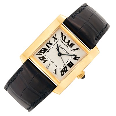 Lot 100 - Cartier, Gentleman's Gold 'Tank Francaise' Wristwatch, Ref. 1840