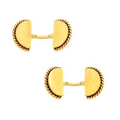 Lot 104 - Pair of Gold Cufflinks, Cartier, Paris