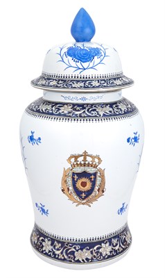 Lot 276 - Chinese Blue and White Armorial Porcelain Vase...