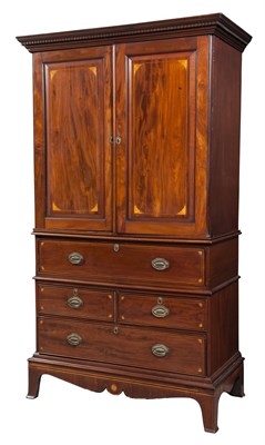Lot 203 - George III Inlaid Mahogany Secretaire/Cabinet...
