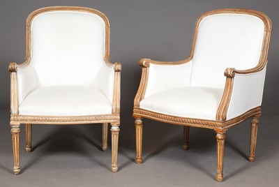 Lot 373 - Pair of Louis XVI Style Beechwood Bergères...