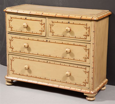 Lot 123 - Victorian Faux Bamboo-Painted Chest of Drawers...