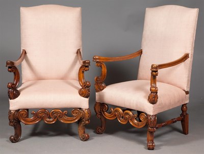 Lot 290 - Pair of Baroque Style Walnut Armchairs Height...