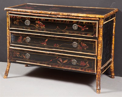 Lot 393 - Victorian Bamboo and Polychrome-Japanned Low...