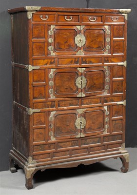 Lot 338 - Asian Elmwood and Brass-Mounted Cabinet Height...