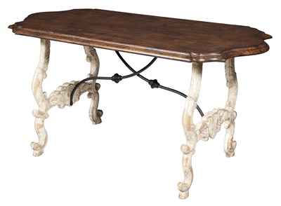 Lot 438 - Continental Walnut and Painted Wrought-Iron...