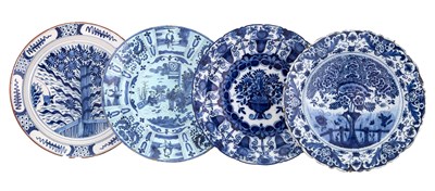 Lot 165 - Four Delft & Continental Faience Chargers Each...
