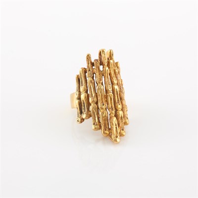 Lot 2050 - Wide Gold Bamboo Ring