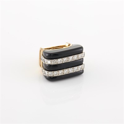 Lot 2054 - Gold, Black Onyx and Diamond Ring