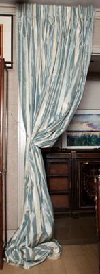 Lot 142 - Two Pairs of Blue and White Silk Striped...