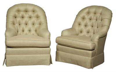 Lot 485 - Pair of Contemporary Upholstered Tall Back...