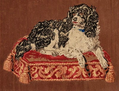 Lot 133 - Three Framed Needlework Pictures of Spaniels...