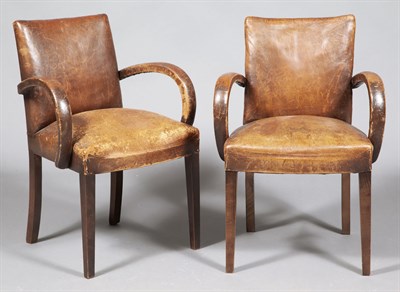 Lot 422 - Set of Four Art Deco Leather-Upholstered...