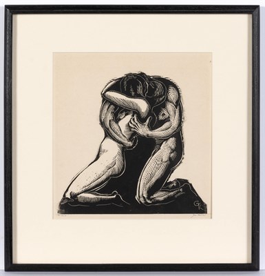 Lot 104 - Gan Kolski (1899-1932) THE KISS Wood engraving,...