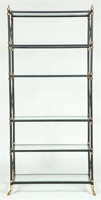 Lot 491 - Pair of Brass and Black-Painted Metal Etagères...