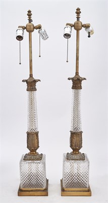 Lot 392 - Pair of Empire Style Brass-Mounted Glass...